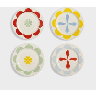 &k Amsterdam Tableware - 'Folk' dessert plate, set of four, multicolor in Multicolour Porcelain