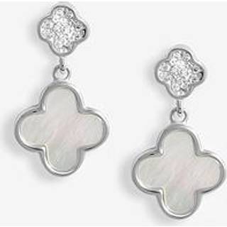 Simply Silver Simply Silver Silver Tone 925 Pave and Mother Of Pearl double Drop Clover Stud Earrings