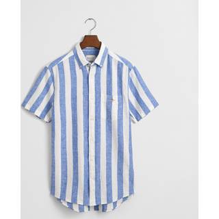 GANT Herre Regular fit stribet skjorte af hør og bomuld med korte ærmer (XXXL)