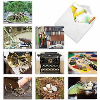 Det bedste kortselskab - 10 yndige notekort blanke (4 x 5,12 tommer) - Wildlife and Animal Cards Assorted Boxed Kids Set - Minimals M6449OCB