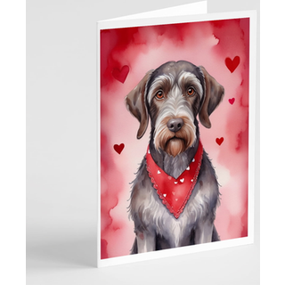 Caroline's Treasures DAC5350GCA7P German Wirehaired Pointer My Valentine lykønskningskortpakke med 8 blanke kort med konvolutter, finurlig A7 Stø