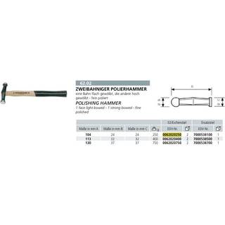 Polerhammer plan/rundet 250 g