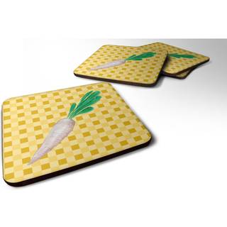 """" Caroline's Treasures White Radish on Basketweave Decorative Coasters 3.5 multicolor """"