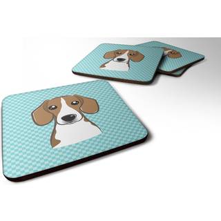 """" Caroline's Treasures BB1177FC Checkerboard Blue Beagle Foam Coaster (Sæt på 4) 3,5 """" ""H X 3,5"" """" W Multicolor """"