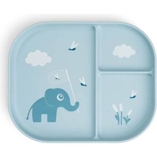 Done By Deer Playground Stick & Stay  Opdelt Silikonetallerken, Elphee Blue