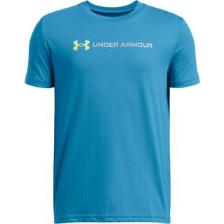 Under Armour Logo Wordmark Boys' Short Sleeve Ether Blue / Sonic Yellow / Mod Gray YMD (137 - 149 cm)