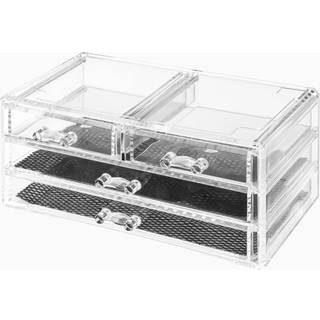 Smykkekasse med skuffer - Transparent - 23,5cm x 15cm x 10,5cm - Agnete