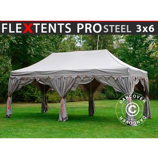 Foldetelt FleXtents Easy up pavillon PRO Steel "Raj" 3x6m Latte/Orange
