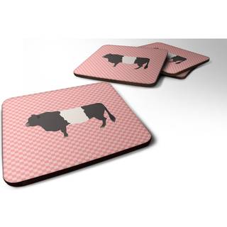 """" Caroline's Treasures Belted Galloway Cow Pink Check Decorative Coasters 3.5 multicolor """"