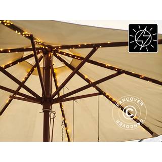 LED lyskæde solar til parasol Haveparasol, Knirke, Sirius, 8x2m, Varm hvid