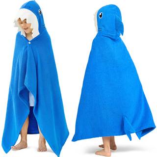 Joiedomi Shark Hooded Howles til b?rn - bl?d 100% bomuldsbadestrandh?ndkl?de - 30 """" x 50 """" til b?rn 3-10 ?r - Toddler Pool h?ndkl?de med h?tte