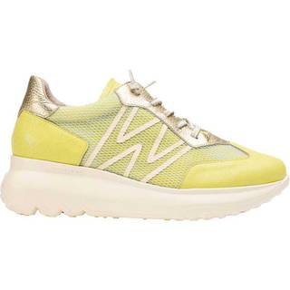 Wonderstil kvinder. A-4001 Sko Azurblå gul (36), Læder, 3-5 cm, Blonder, Casual