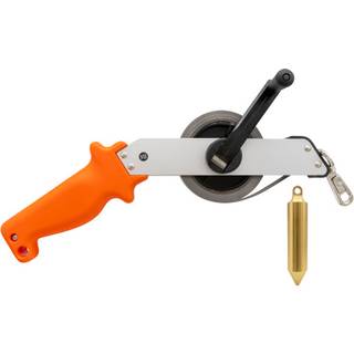 Tankbåndmål 20M med hvidlakeret stålbånd med mm/tomme graduering inkl. messing lod (Type L0)