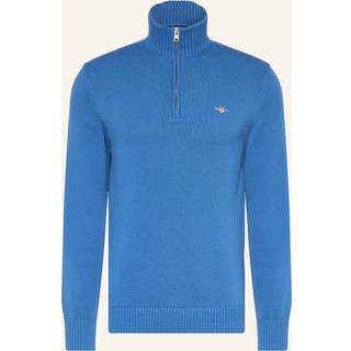 GANT Herre Afslappet sweater i bomuld med halv lynlås (M) RICH Blå