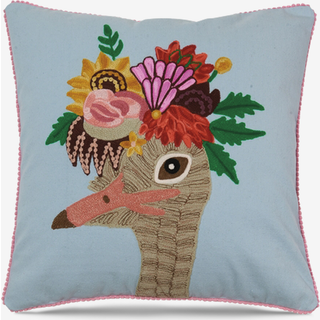 Pude broderi bomuld struds pink 45x45 cm