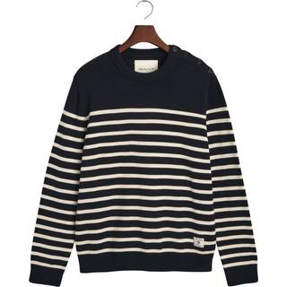 GANT Herre Stribet crewneck sweater i bomuld (XXL)