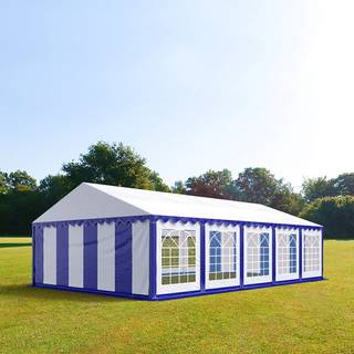 5x10m, Partytelt, PVC-teltdug, blå og hvid - (6168)