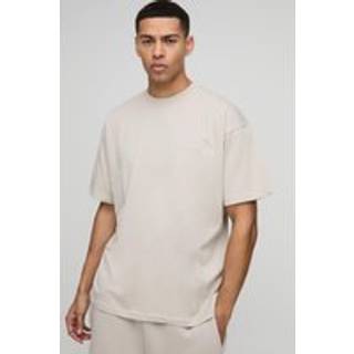 Mens Stone Oversized BM Signature Embroidered Crew Neck T-shirt