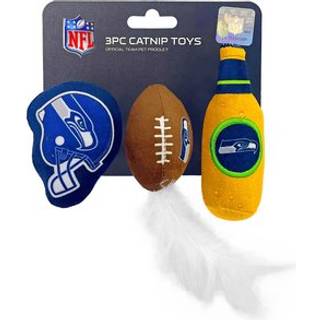Bedste Plush Cat Toy - NFL Seattle Seahawks komplet s?t med 3 stykker kat leget?j fyldt med frisk catnip. Inkluderer: 1 hjelmkatleget?j 1 fodbold