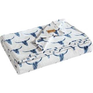 WRANGLER - T?ppe Ultra Soft Plush Fleece Bedding Yellowstone Inspireret luksuri?st bl?dt senget?j til seng eller sofa (styrehovedbl? fuld/dronnin