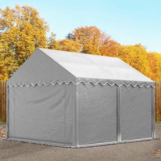 3x4m PVC lagertelt, grå, med bundramme - (8908)