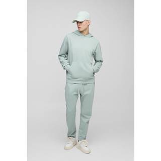 Mens Sage 260GSM Loopback Basic Regular Fit Over The Head Hoodie and Relaxed Tapered Jogger Set
