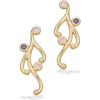 Scrouples Øreringe pink/lilla cubic zirkonia i 8 karat guld