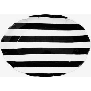 Pick a Poppy Stripe Serveringsfad 36 Cm - Serveringsfad Lertøj Sort - C063622AW24-223