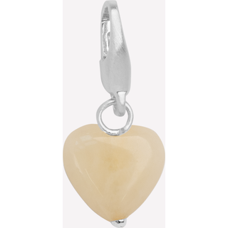 byBiehl Soft Heart Sterling Sølv Charm med Gul Jade