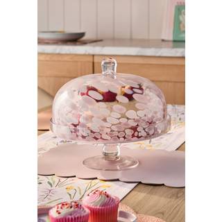 Next Pink Confetti Cloche Cake Glass Stand