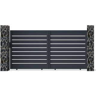 Skydeport i aluminium med mellemrum L374 x H183 cm antracit - PRIMO