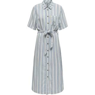 Only - Onlcaro S/S Linen Bl Belt Dress Cc - 4652253 Coronet Blue Bright White