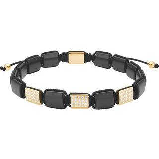 Son of NOA armbånd med sort agat med zirkonia - IP guld