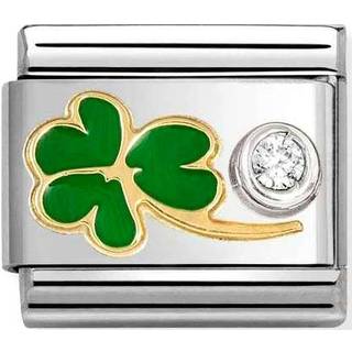 Nomination Crystal Green Clover Charm - Silver