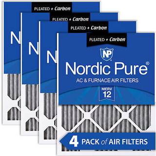 Nordic Pure 20x20x1 (19_1/2 x 19_1/2 x 3/4) Furnace Air Filters Merv 12 plisseret plus carbon 4 -pakke