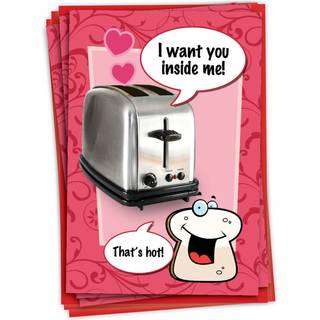 Nobleworks - pakke med 3 humoristiske Valentinsdag lykønskningskort med konvolutter Sjov tegneseriebrødrister kærlighed til mænd og kvinder (1 de