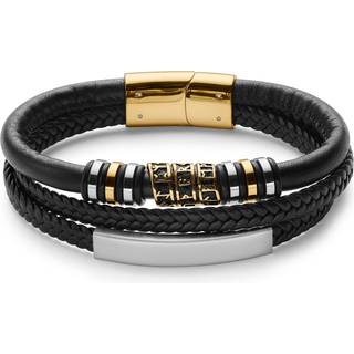 Guldfarvet Faux Læder Runer ID Armbånd