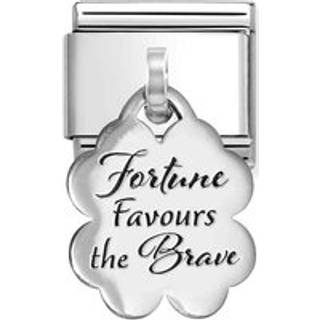 Nomination 'Fortune Favours The Brave' Clover Charm - Silver