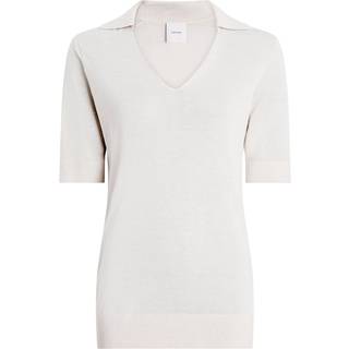Slim Viscose Silk Polo Jumper - Beige - XS