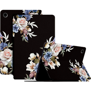Samsung Galaxy Tab A8 Læder Flip Cover med Blomster Mønster