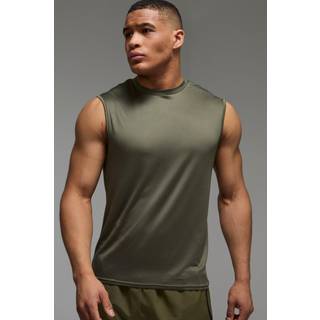 Mens Khaki Man Active Regular Lightweight Essentials Gym vest