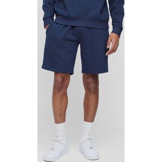Mens Navy Loose Fit Mid Length Basic Shorts