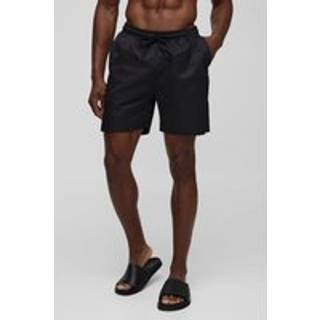 Mens Mid Length Swim Short in Black