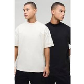 Mens Multi 2 Pack Oversized Heavyweight Crew Neck T-Shirts