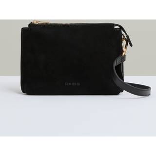 Reiss Reiss Black Samara Leather And Suede Crossbody Bag