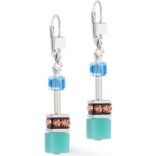 Coeur De Lion Silver Iconic Blue Cubes Earrings - Silver