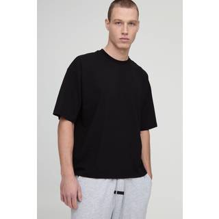 Mens Black Basic Oversized Boxy Crew Neck T-shirt