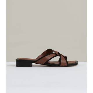 Reiss Reiss Tan Clara Leather Link-Strap Slip-On Sandals