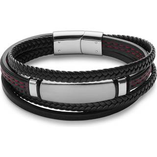 Sølvfarvet & Rødt Rustfrit Stål ID Armbånd