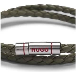 Flettet læderarmbånd med logolukning